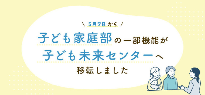 5月7日から子ども家庭部の一部機能が子ども未来センターに移転しました