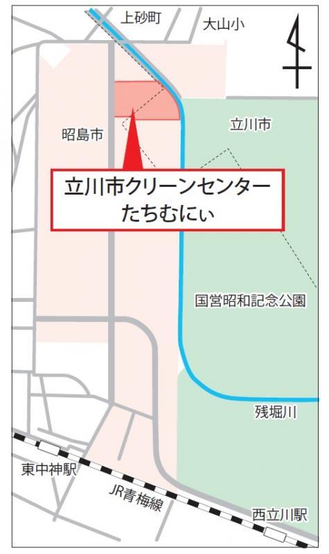 地図：立川市クリーンセンターたちむにぃ