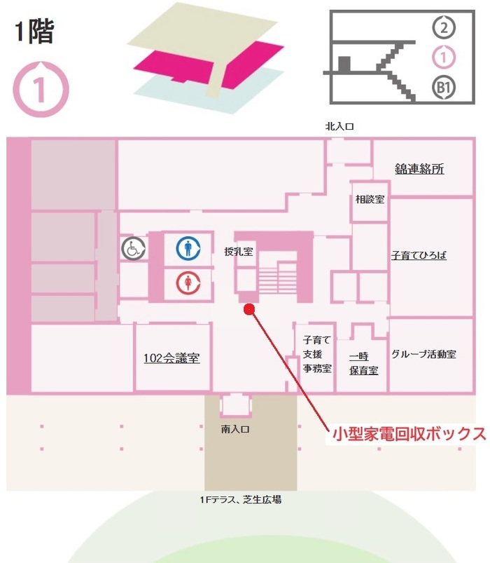 小型家電回収ボックス設置場所（こども未来センター）