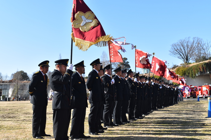 写真：消防団整列