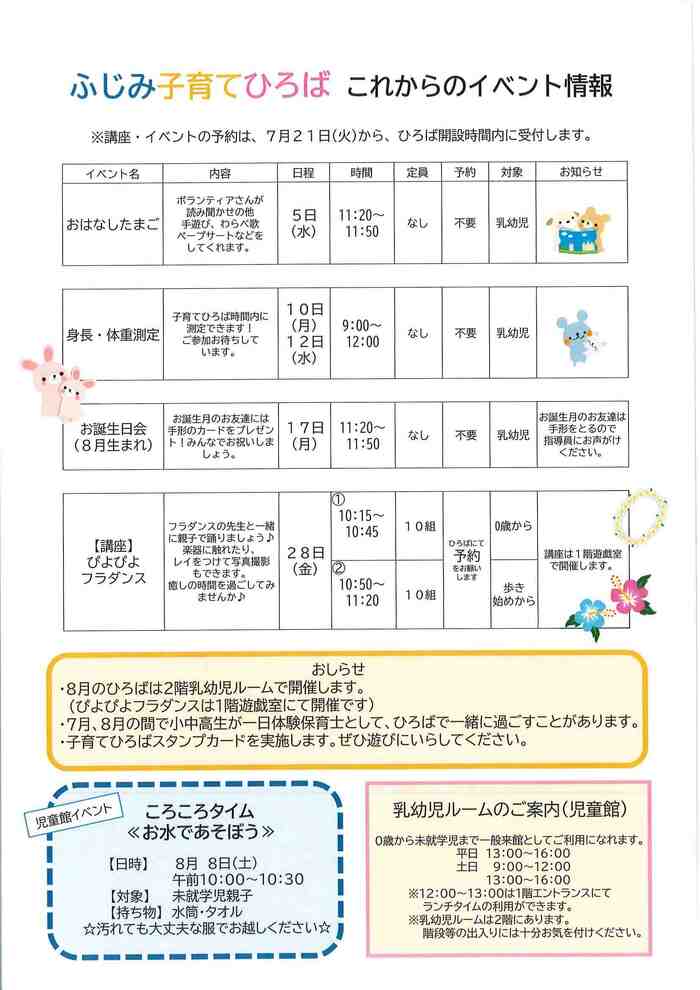 ふじみ子育てひろば　8月号うら