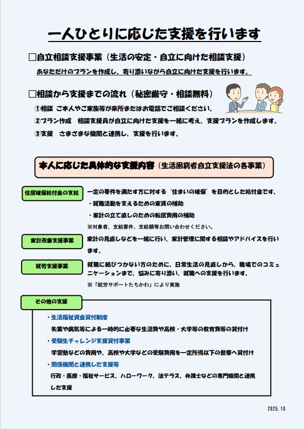 立川市くらし・しごとサポートセンターチラシ裏
