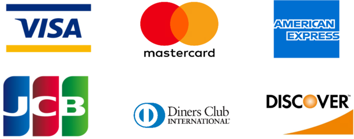 VISA、MasterCard、AMEX、JCB、Dinersclub、DISCOVER