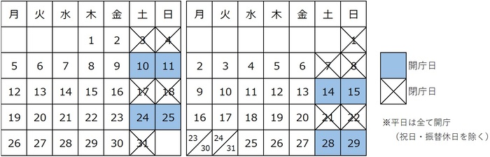 開庁日カレンダー