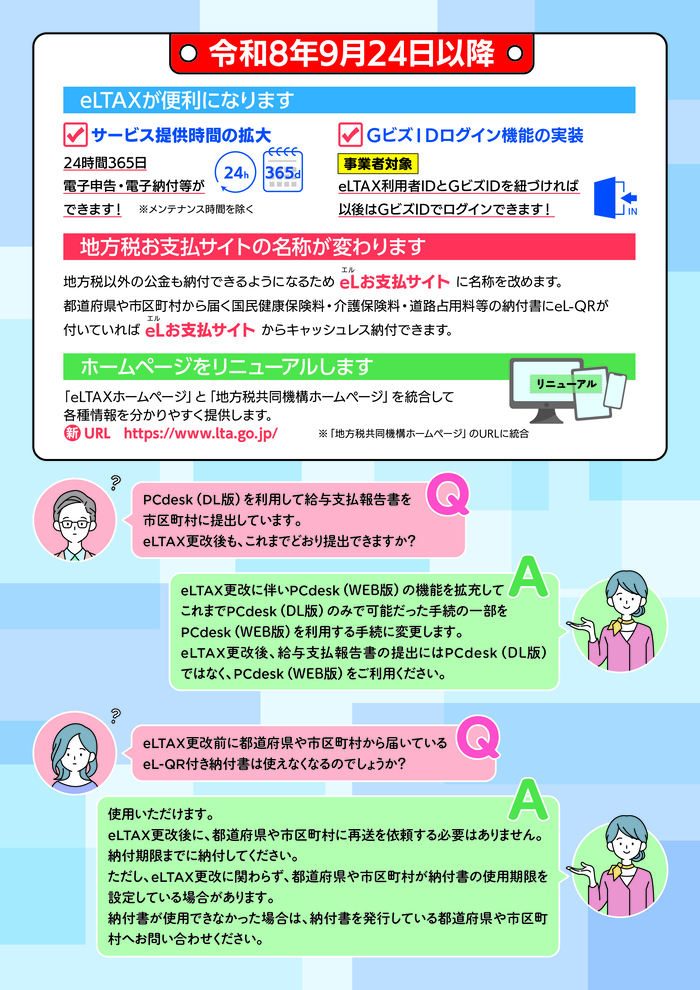 eLTAXサービス停止についてのリーフレットの裏面となります。