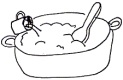 ぬるま湯で溶いた食品用ソーダを鍋に入れる
