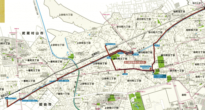砂川新田発祥の地を歩くコース地図